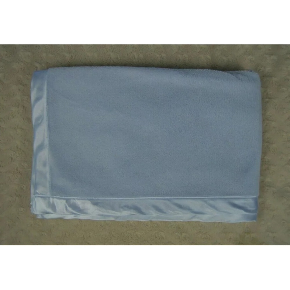 Cuddle Bear Collection Solid Light Blue Baby Blanket Silky Satin Edge Trim Lovey
